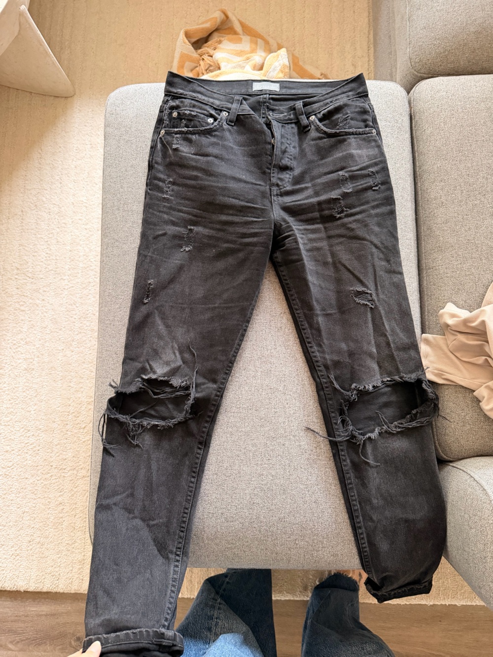 Boyish Black Distressed Straight leg Jean